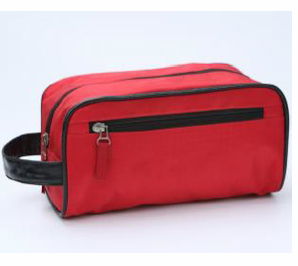 Red oxford cloth pu handle cosmetic bag