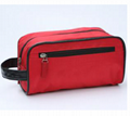 Red oxford cloth pu handle cosmetic bag