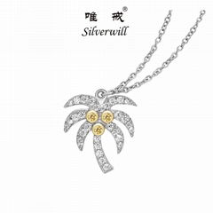 Silverwill 2018 Hot sale 925 Sterling Silver Exquisite Coconut Pendant Necklace