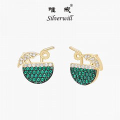 Silverwill Cute Pac Man Ear Thread Long Dangle Earrings fashion jewelry
