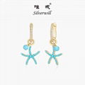 Silverwill genuine 925 Sterling Silver sparkling zircon design starfish earrings