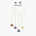 Silverwill Cute Pac Man Ear Thread Long Dangle Earrings fashion jewelry  1