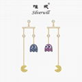 Silverwill 2018 Popular Pac Man Long Drop Earrings Sterling 925 Silver jewelry 1