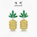 Silverwill 2018 Popular zirconia Lovely Pineapple Stud Earrings fashion jewelry