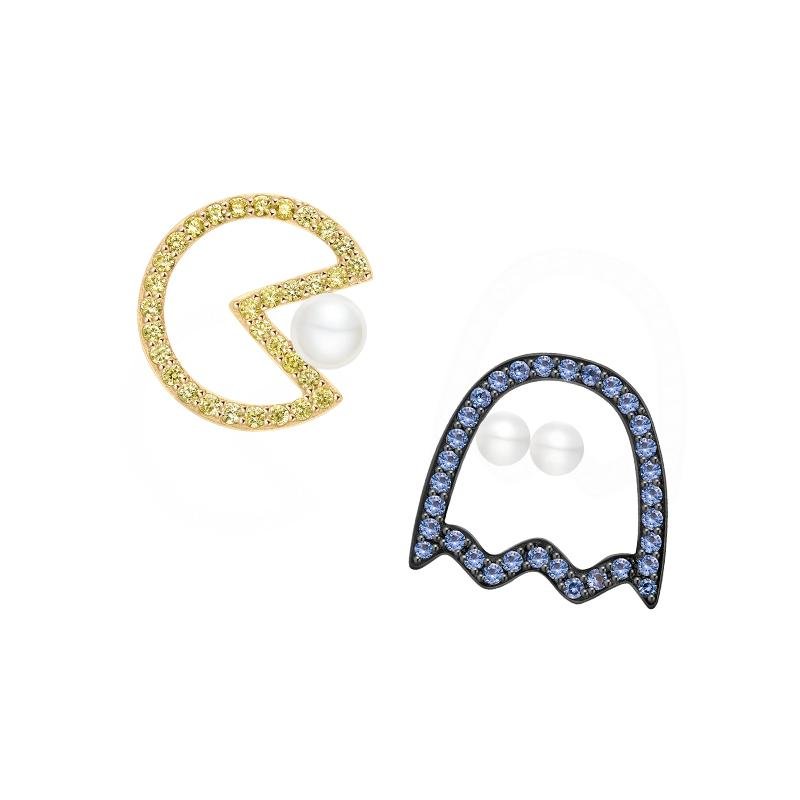Silverwill 2018 925 Sterling Silver Jewelry Zirconia Pac Man Pixel Stud Earrings 4