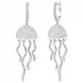Silverwill Sterling 925 Silver delicate Natural opal Jellyfish dangle earrings 5
