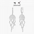 Silverwill Sterling 925 Silver delicate Natural opal Jellyfish dangle earrings 1