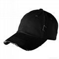 Custom Black Cotton Blank Plain Frayed Distressed Strapback Baseball Cap 3