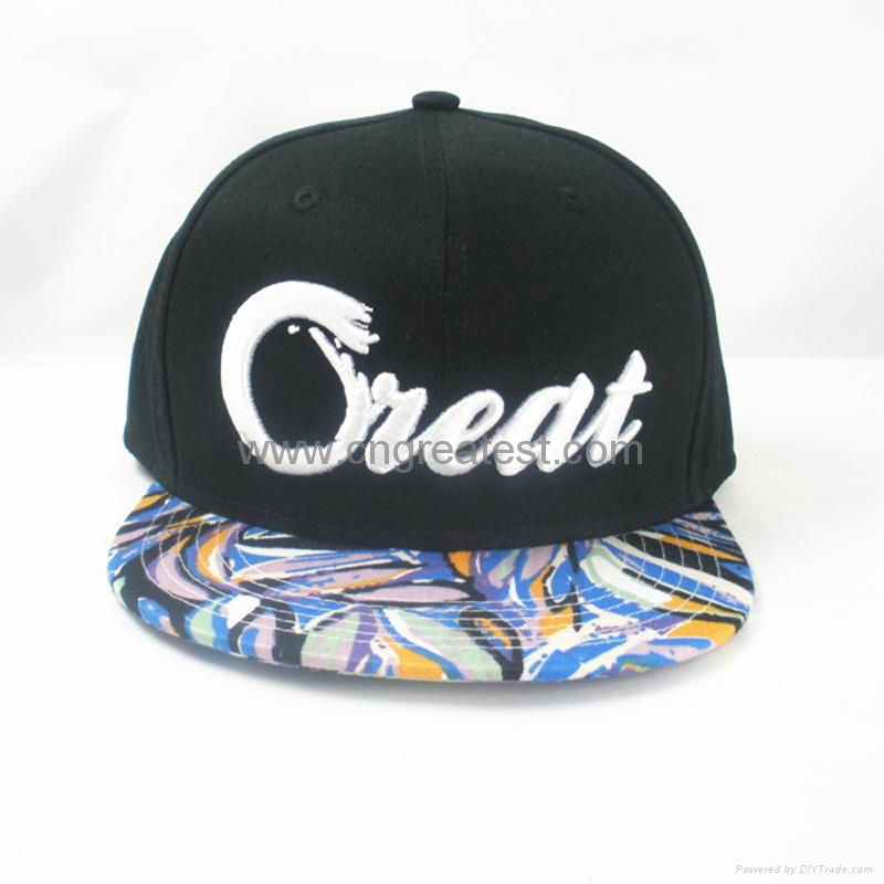 Custom 3D Embroidered Flat Bill Hip Hop Snapback Cap