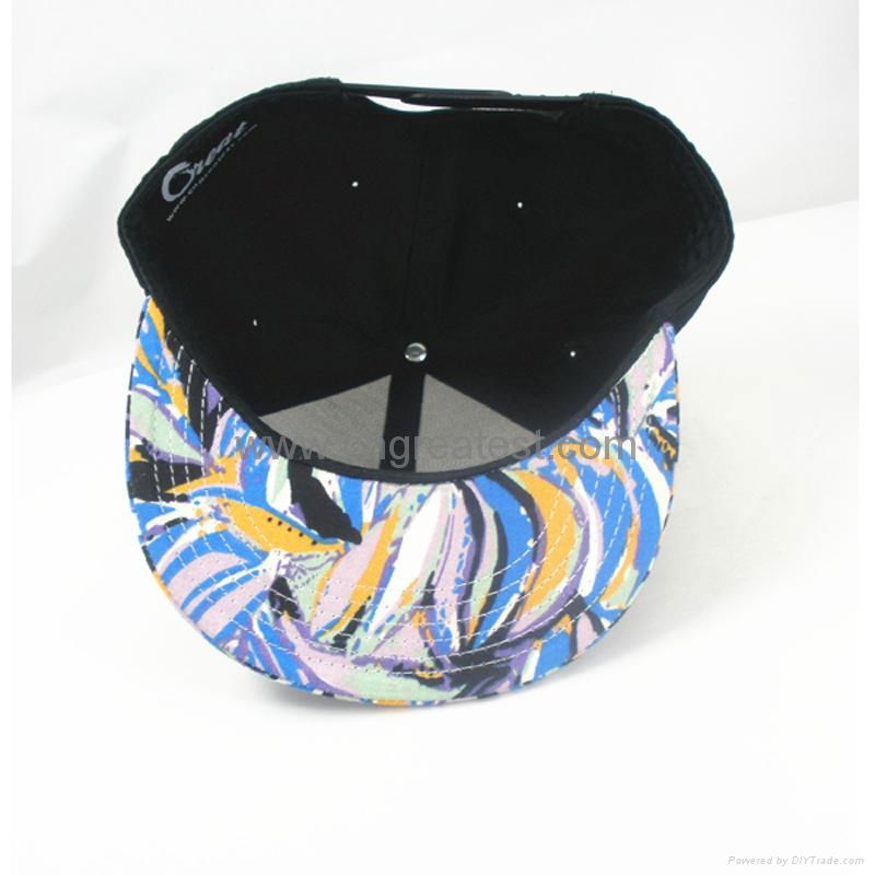 Custom 3D Embroidered Flat Bill Hip Hop Snapback Cap 3