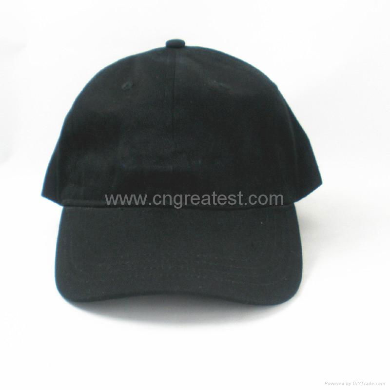 Custom 6 Panel Plain Black Unstructured Strapback Baseball Hat 3