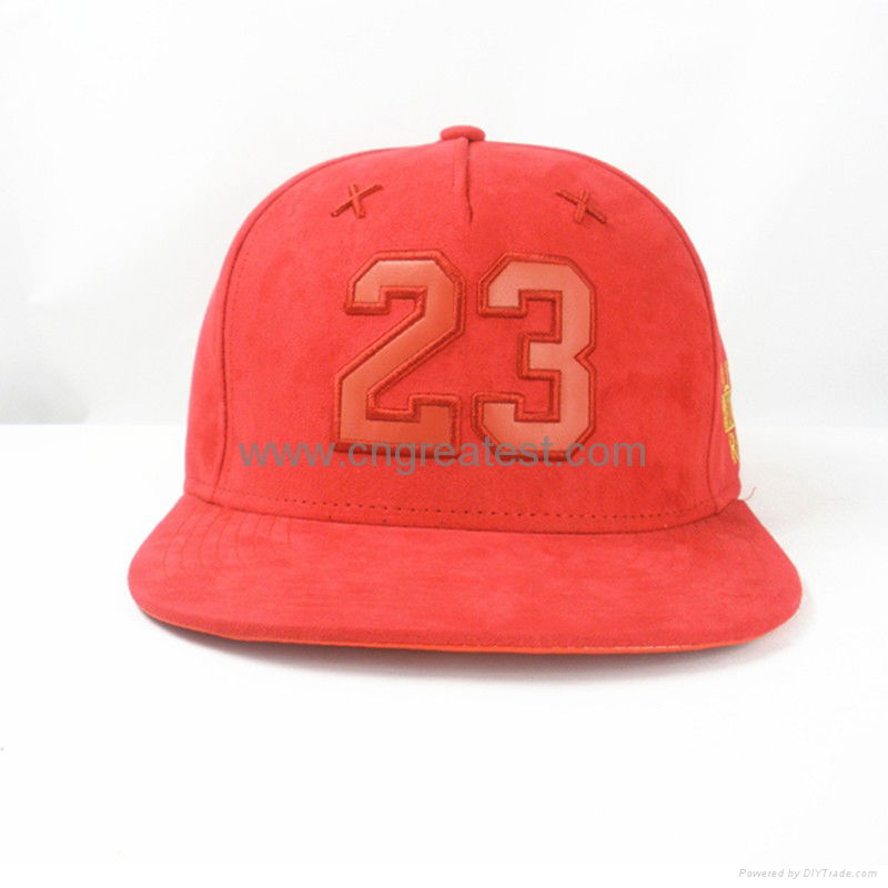 Hot Sale Suede 5 Panel Embroidery Flat Brim Snapback Cap