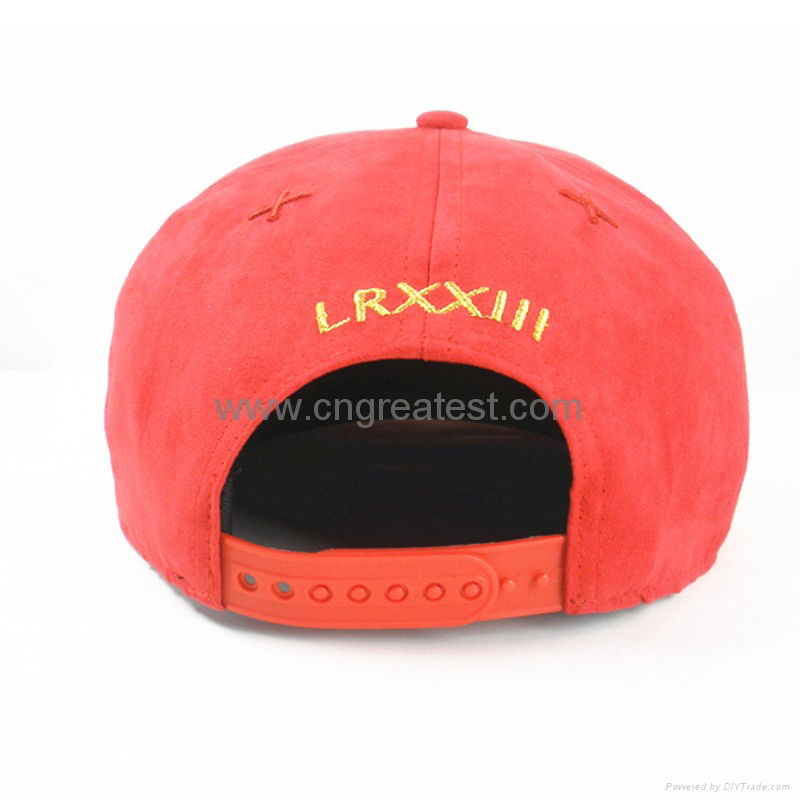 Hot Sale Suede 5 Panel Embroidery Flat Brim Snapback Cap 2