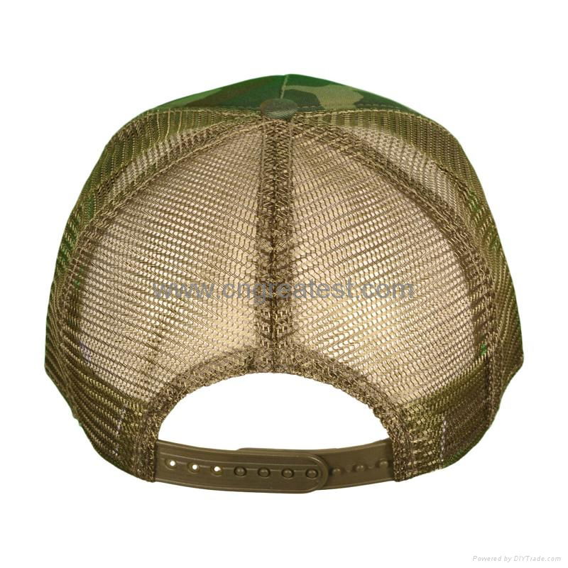 Good Quality Custom Distressed Camo Trucker Mesh Cap Hat 3