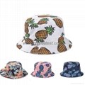100% White Cotton Pineapple Printed Children Kids Bucket Hat 3