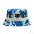 Custom Blue Camo Cotton Woven Label Bucket Hat