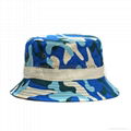 Custom Blue Camo Cotton Woven Label Bucket Hat 2