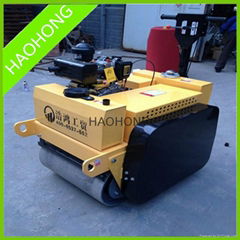 Walk behind double drum vibratory road roller compactor