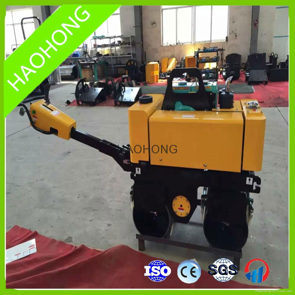 walk behind hydraulic small double drum road roller compactor   4