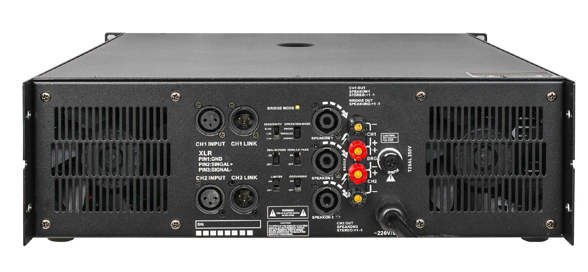 3U class H professional power amplifier (2×1000W at 8 honm) PD3102