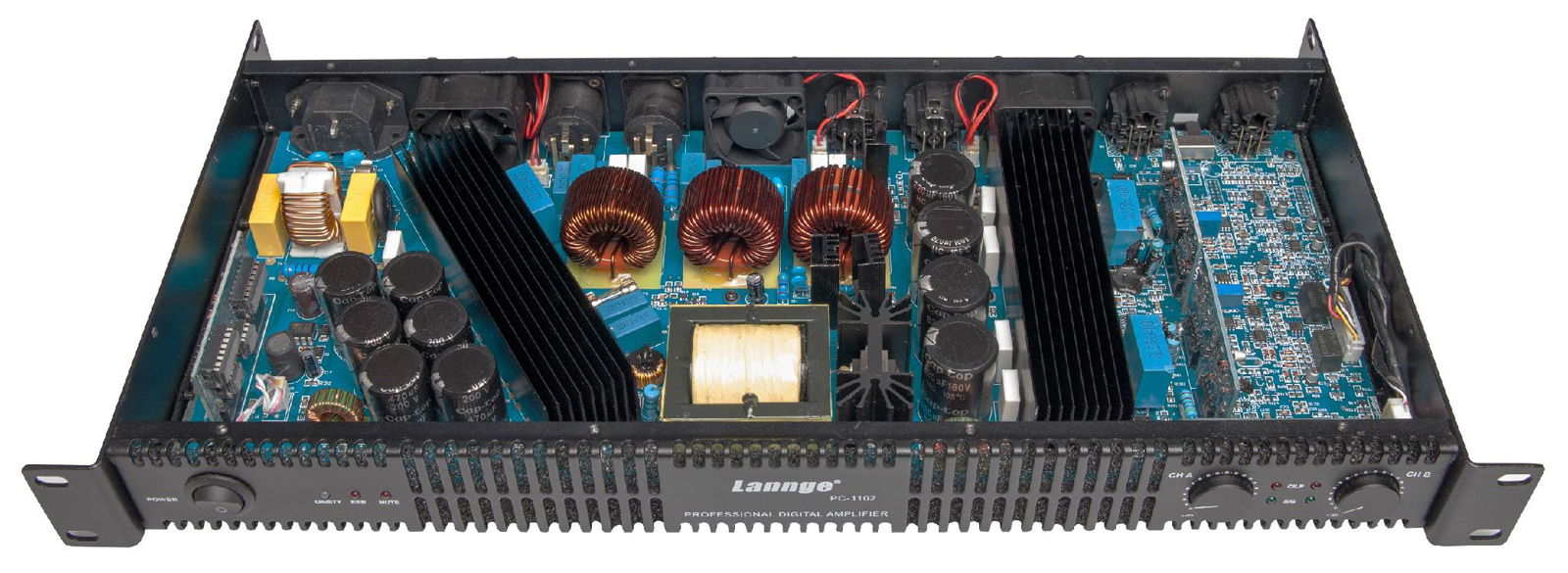 1U class D professional power amplifier (2×1000W at 8 honm) 2