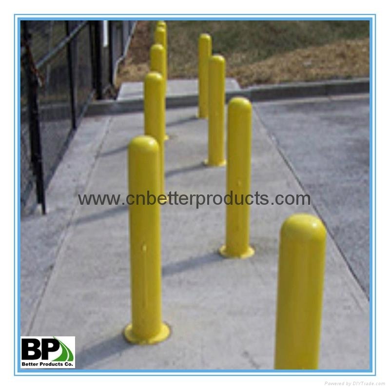 yellow painted steel road bollard for traffic barrier