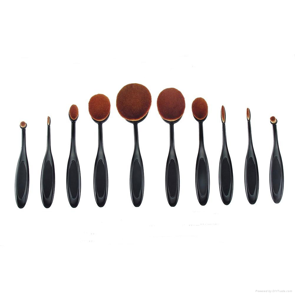 10pcs oval makeup brushes set 4