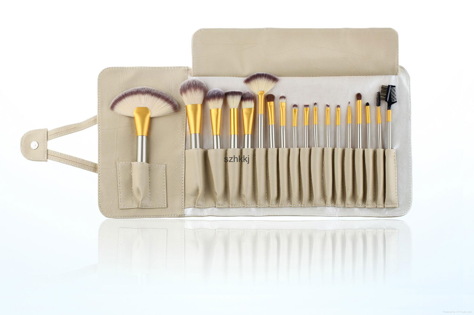 High quality 24 pcs pu leather Beige makeup brush set 2