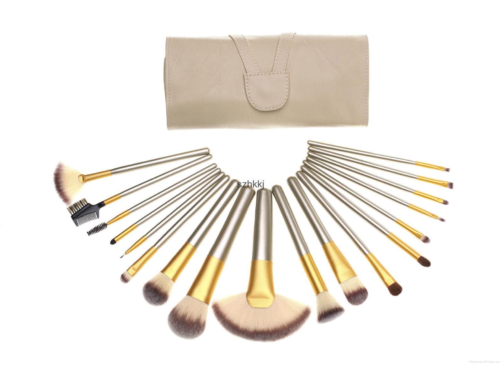 High quality 24 pcs pu leather Beige makeup brush set 4