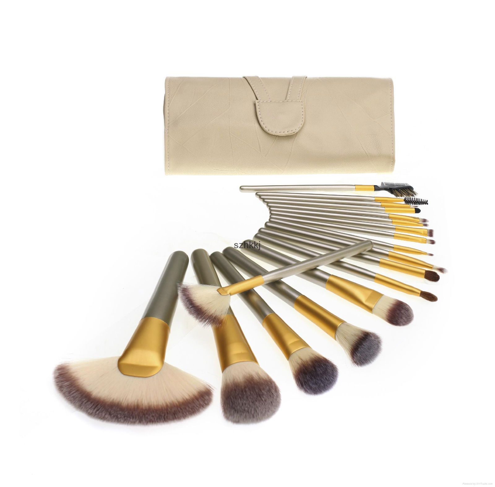 High quality 24 pcs pu leather Beige makeup brush set 5