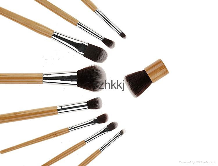 Natural Wood Handle Makeup brushes set 11 pcs 4