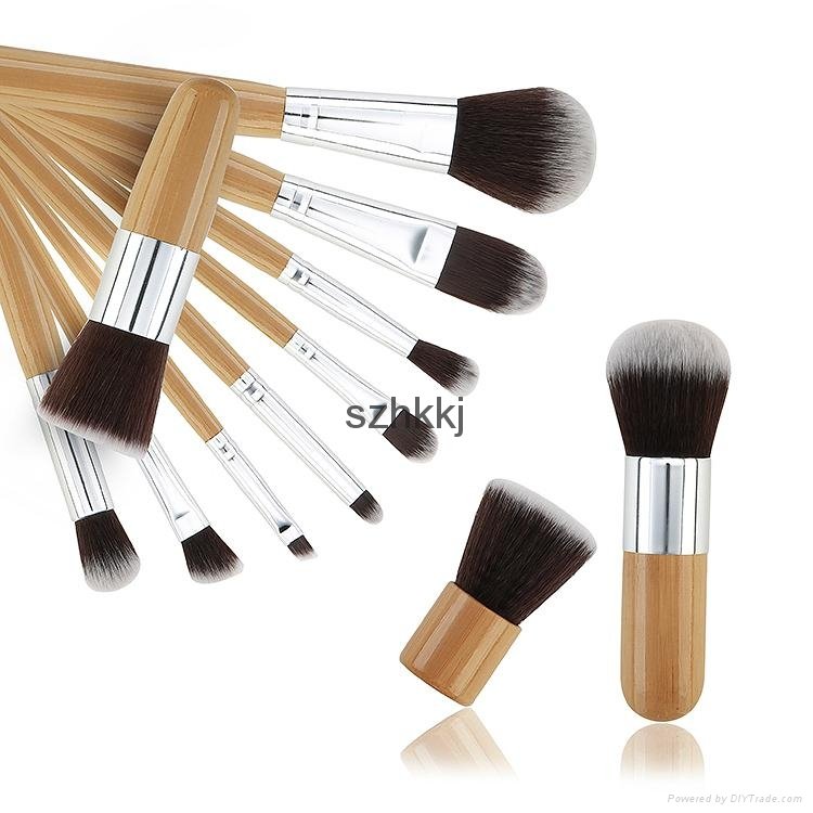 Natural Wood Handle Makeup brushes set 11 pcs 5