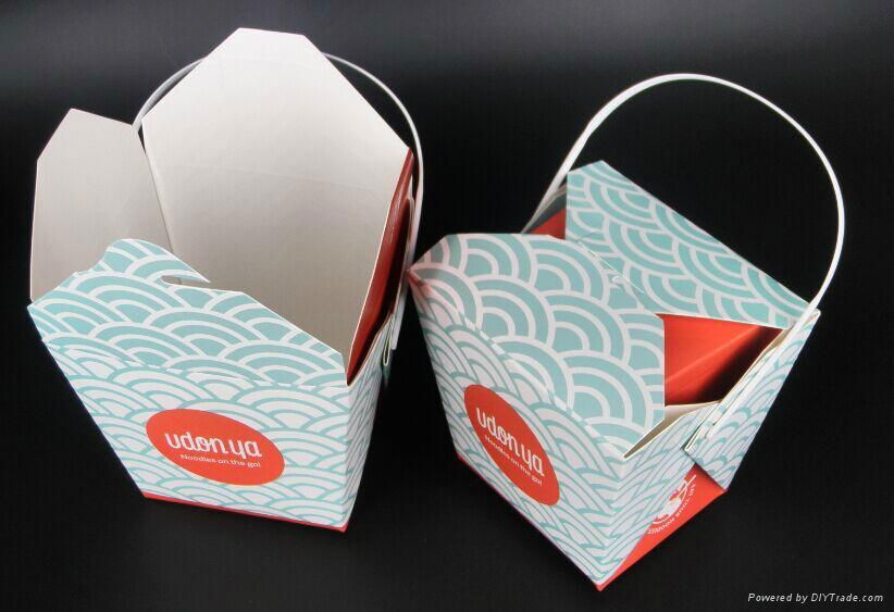 Disposable Chinese Take Out Box /Noodle Box With Plastic Handle 2