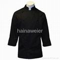 Custom Traditional Black fineline Twill w/Breast Pocket chef coat/chefs wear 1