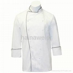 OEM Traditional White 100%cotton,Black piping chef jacket/chefs uniform