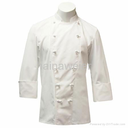 Custom Traditional White Fineline w/Knot Buttons chef coat/chefs wear