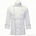 OEM Traditional White Twill w/Burgundy/Sleeve Pocket Chef coat/chefs wear 1