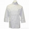 Hot custom Traditional White Fineline w/Studs/Sleeve Pocket Chef coat/chefs wear 1