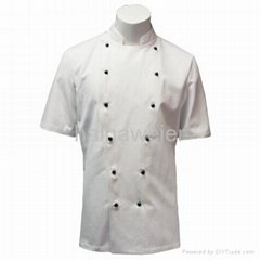 Custom Traditional White Twill, Black Studs/Short Sleeves chef Jacket/chefs coat