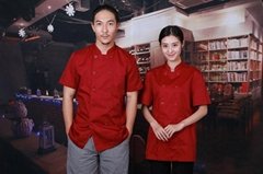 Customized Chef Uniform/Chef Jackets Uniform Double Breasted Short Sleeves Red