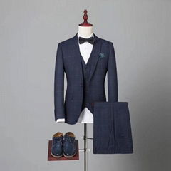 Latest Design Tweed Slim Fit 3 Piece Checked Coat Pant Men Suit Tweed Suit 