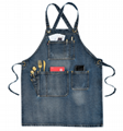 Unisex 100% Cotton Denim Bib Apron with Pockets for Cooking 