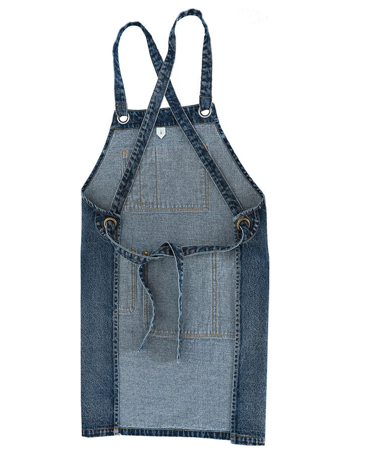 Unisex 100% Cotton Denim Bib Apron with Pockets for Cooking  2