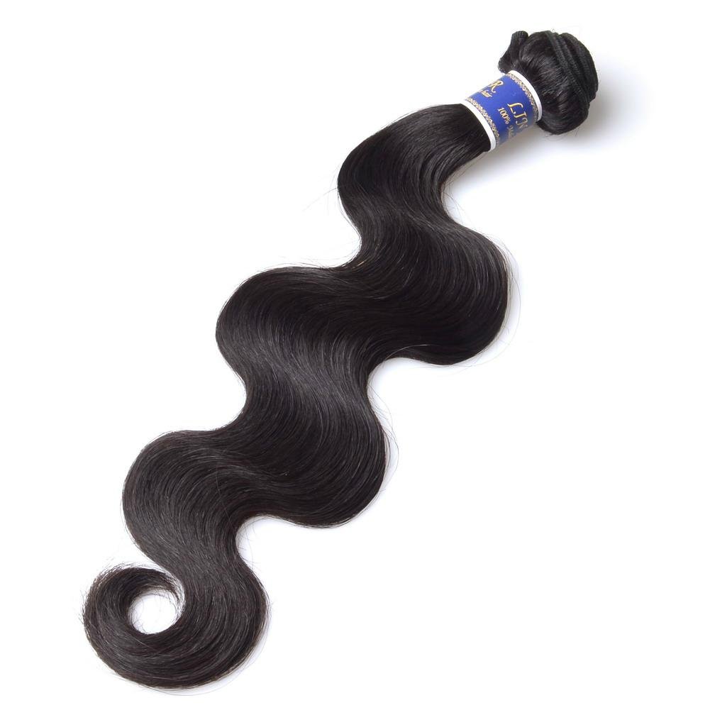 Lin Hair 100% Malaysian Virgin Human Hair Extensions Body Wave #1B 12 inch 