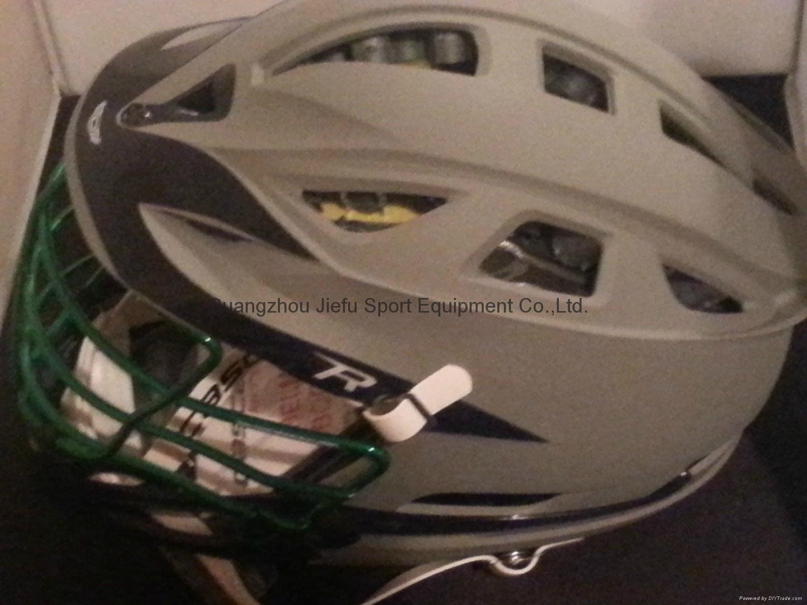 Cascade R Lacrosse Helmet New Matte Gray with Green Chrome Facemask  3