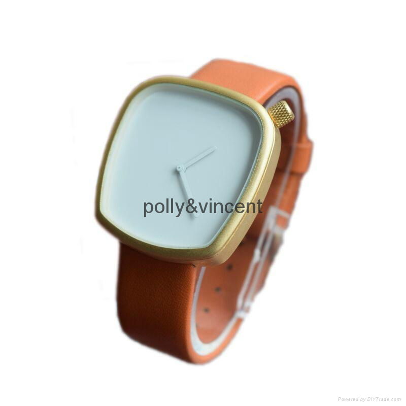 NEW watches Contracted design leather watch The pebble shape 3