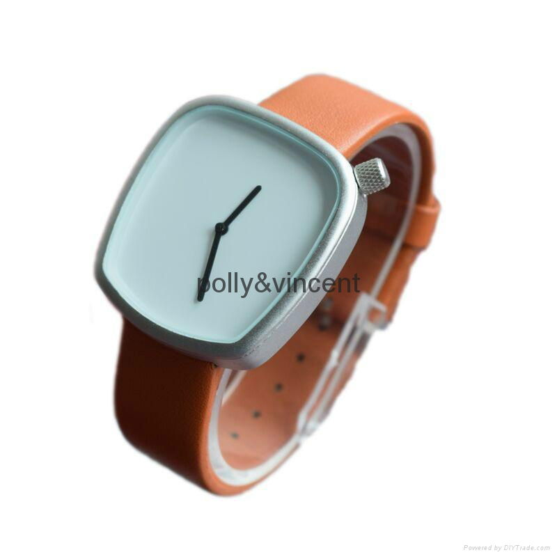 NEW watches Contracted design leather watch The pebble shape 4