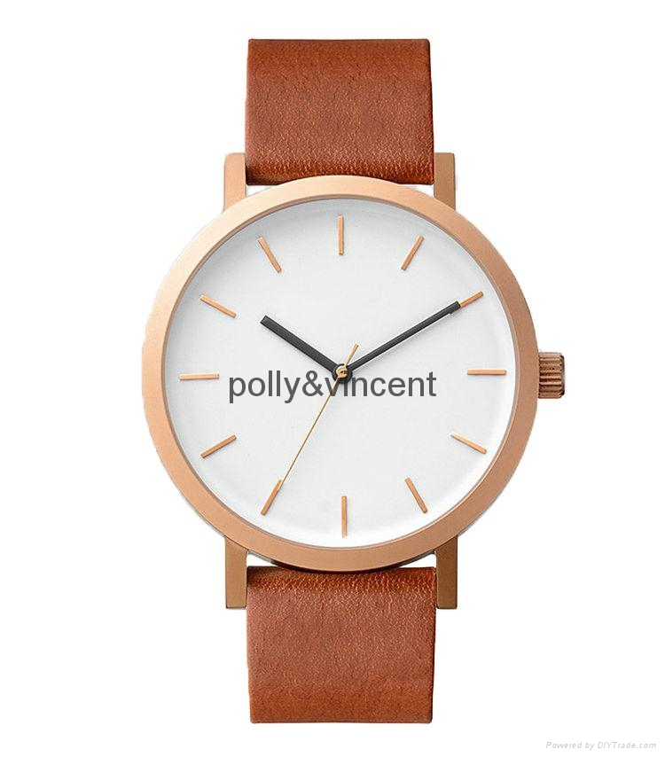 polly&vincent watch man and women leather watch Contracted desig quartz