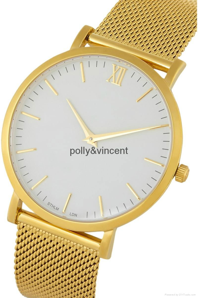 polly&vincent watch man and women mesh band watch Contracted desig