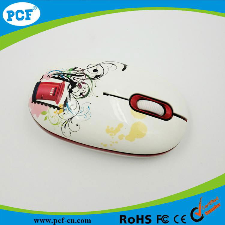 Factory supply water transfer printing USB optical mouse for computer/la 4